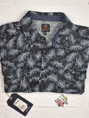 Moonshine Spirit Palm Tree Pearl Snap Shirt XL NWT Black Gray Western